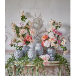 Floral γαλάζιο δοχείο-βάζο 28x20cm - Image 2
