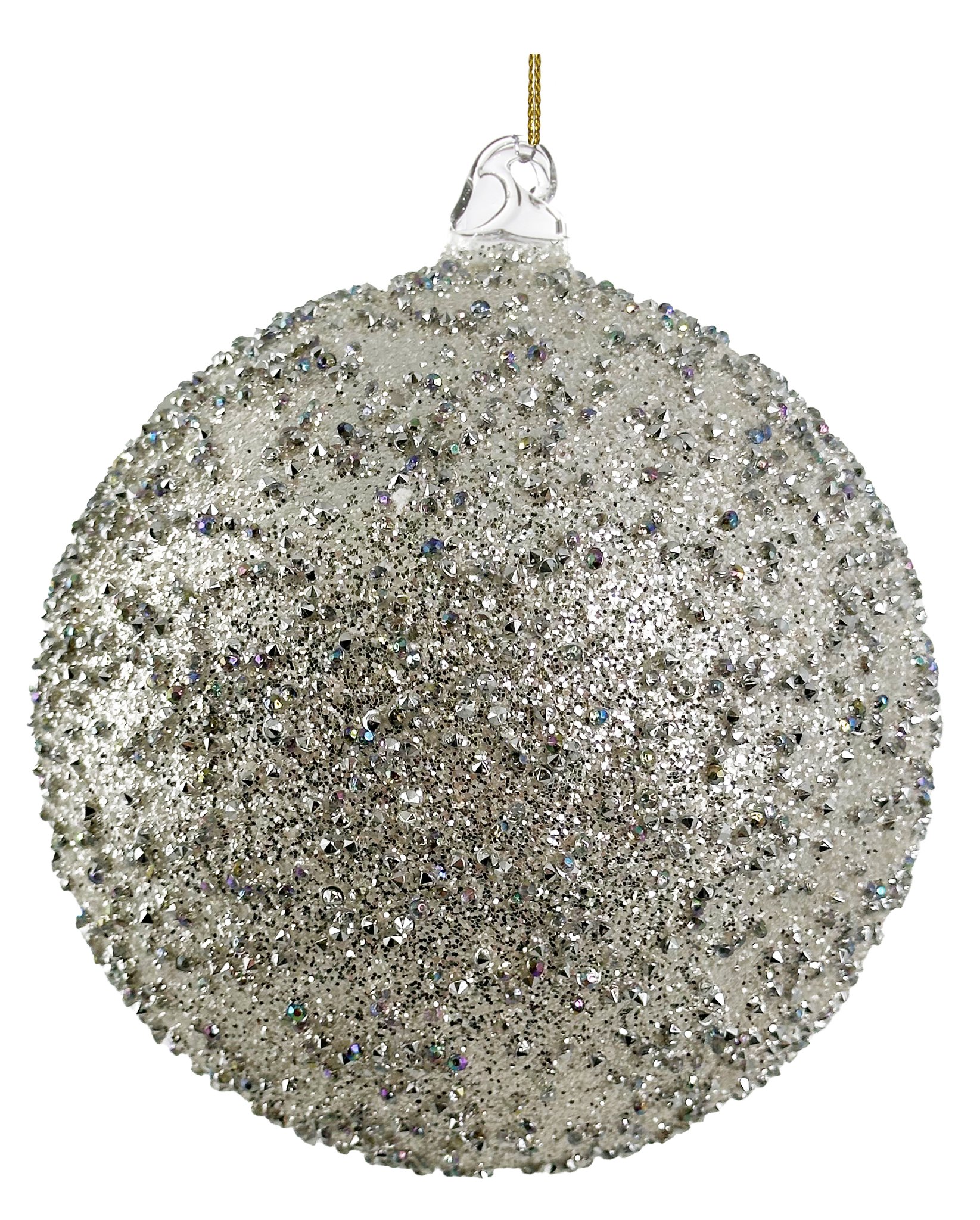 68762 Ασημί μπάλα με glitter 12cm